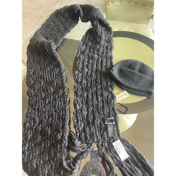 NWT Club Monaco 100% Wool Hand Knit Scarf Gray One Size - Picture 1 of 5